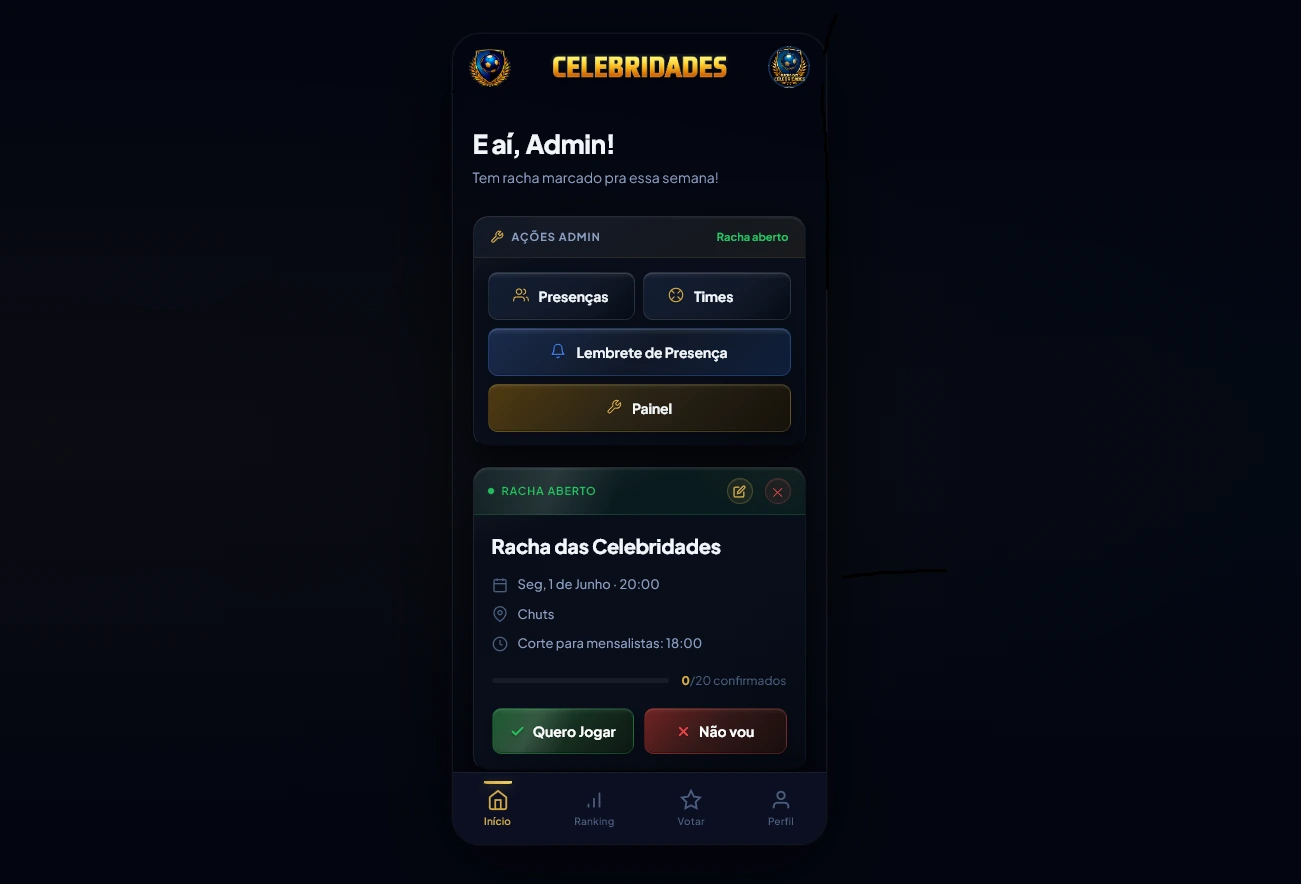 Racha Celebridades - App de Gestão